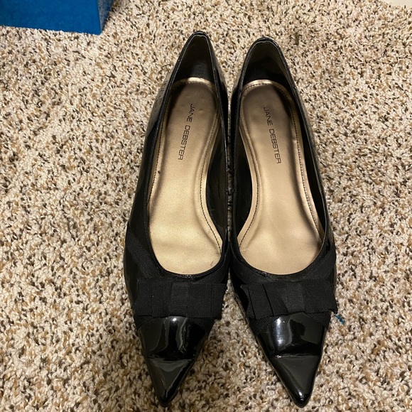 Jane Debster Black Pointy Toe Kitten Heel Shoe Size 8.5 - Picture 1 of 5